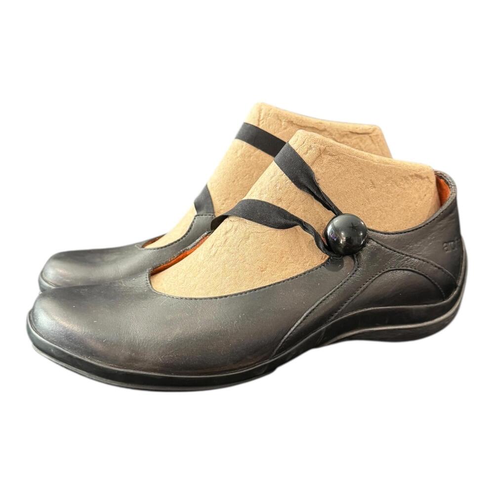 Arche France Womens Black Leather Mary Jane Comfort Shoes Elastic Strap Sz 7
